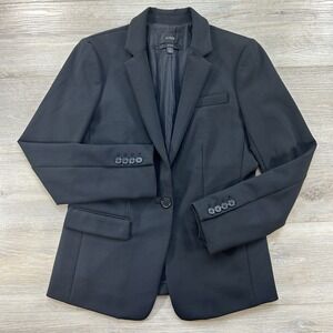 J Crew Regent Blazer Women's Size 2 Black Single Button Four Season Stretch